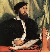 HOLBEIN, Hans the Younger Unknown Gentleman with Music Books and Lute sf oil painting on canvas